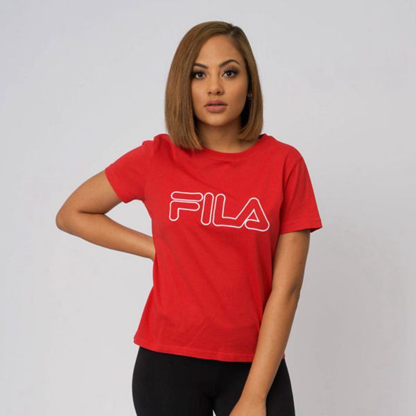 Camisetas Manga Corta Fila Mujer Rojas / Blancas - Outline - España 810753DFN